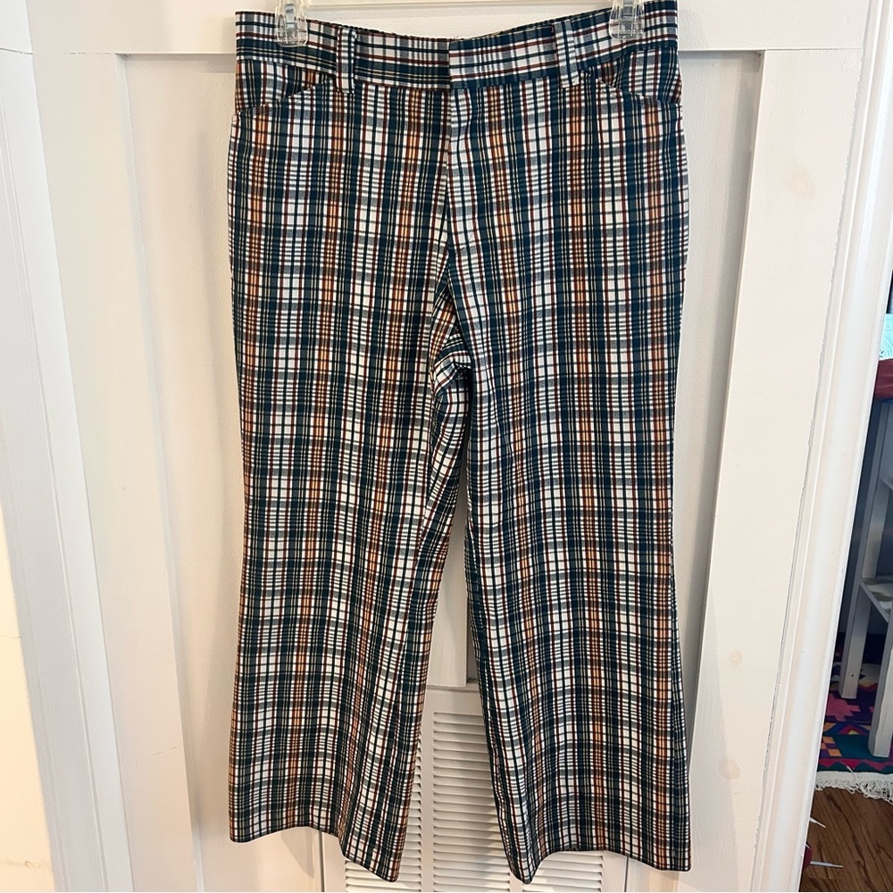 Vintage 1970s LEVI'S Panatela green Plaid Straight Leg pants